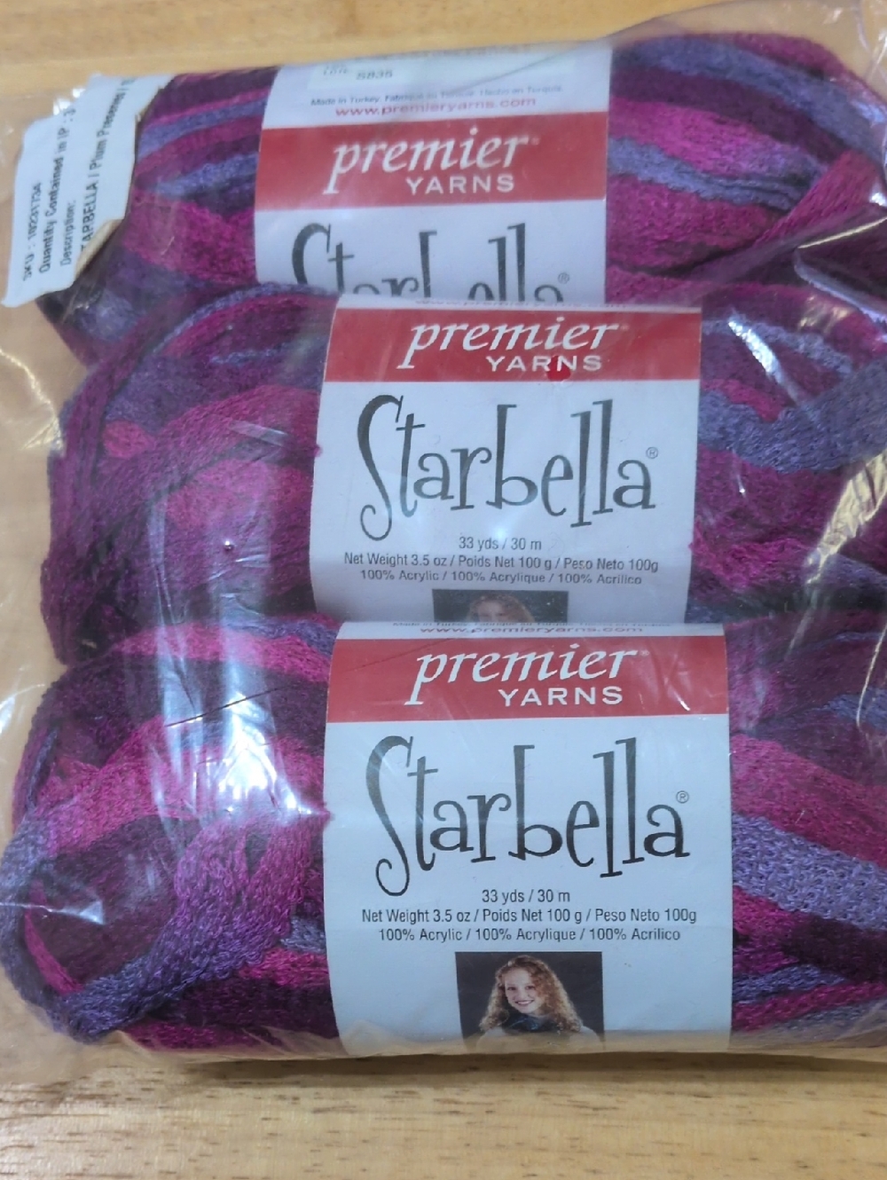 Set Of 3 Skiens Of Plum Preserves Starbella Yarn